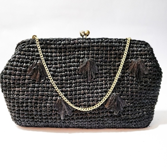 Vintage kiss lock woven handbag - Picture 1 of 7